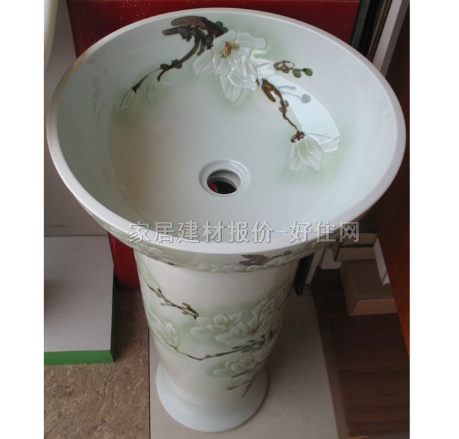 周氏陶瓷落地柱盆 藝術(shù)洗手盆2 TX-003 830mm×420mm