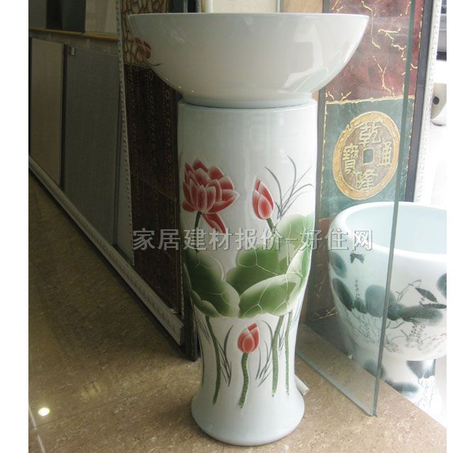 圣柏納落地柱盆 荷花 420mm×420mm×高800mm