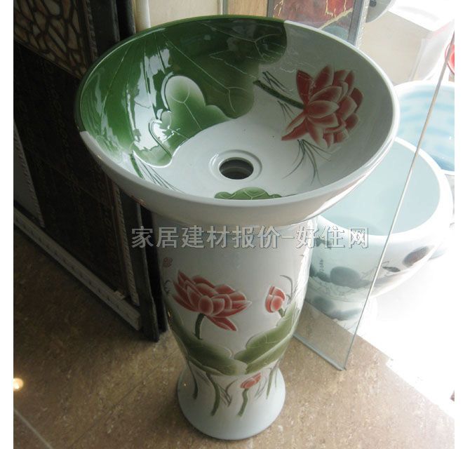 圣柏納落地柱盆 荷花 420mm×420mm×高800mm