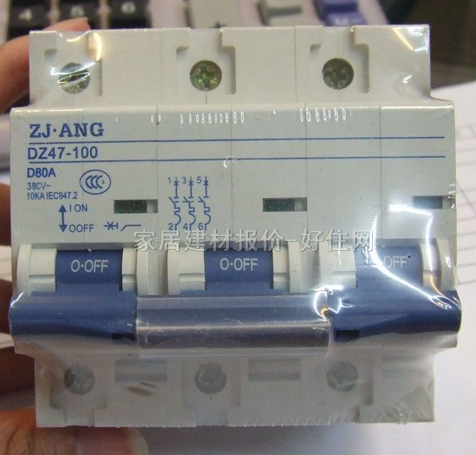 珠江電器斷路器\空氣開關 DZ47-100 D80A 3P 80A 空氣開關(塑殼斷路器)