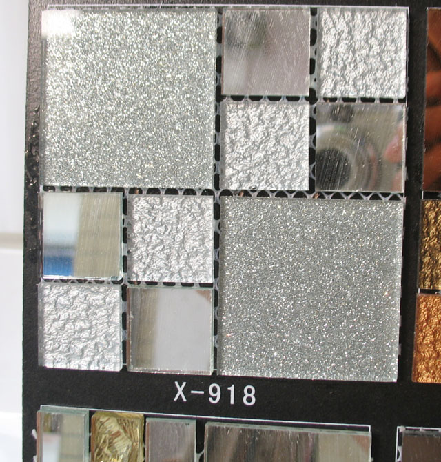 興和利馬賽克 玻璃X-918 長20mm×寬20mm+長40mm×寬40mm×厚3mm 鏡+玻璃 皺紙燒結(jié) 銀色拼花
