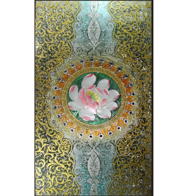 廣亮工藝玻璃 浮雕金荷 AK003 12厘