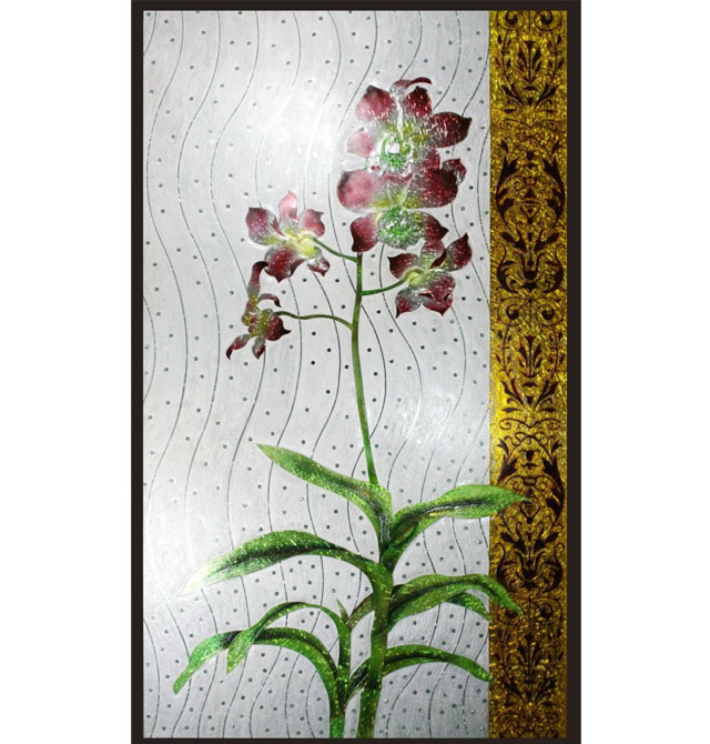 廣亮工藝玻璃 浮雕金枝玉葉 AK019 12厘