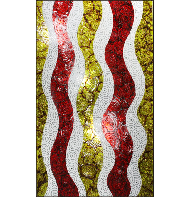 廣亮工藝玻璃 浮雕水中花 AK014 12厘