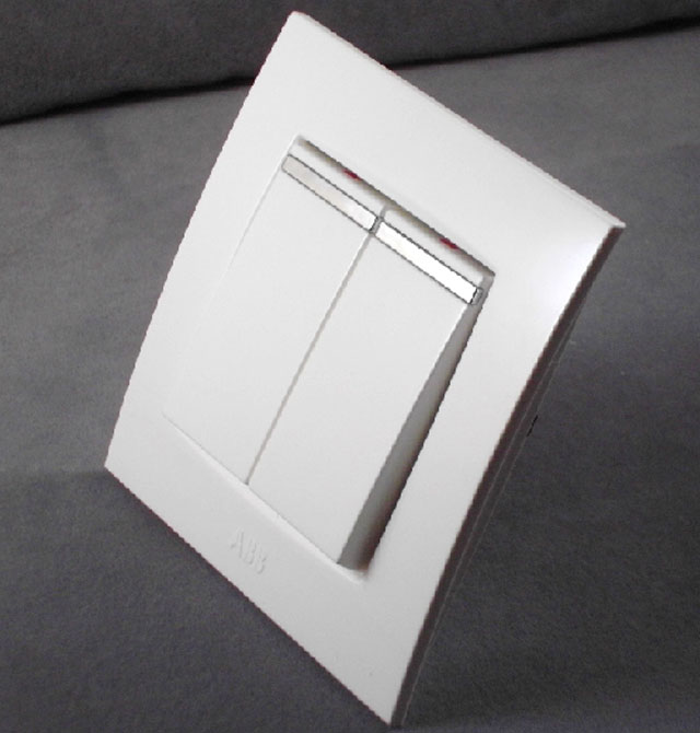 ABB大蹺板開關(guān)面板 AU13653-WW 2位雙控 白色方形 帶指示帶