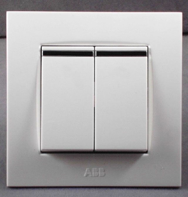 ABB大蹺板開關(guān)面板 AU13653-WW 2位雙控 白色方形 帶指示帶