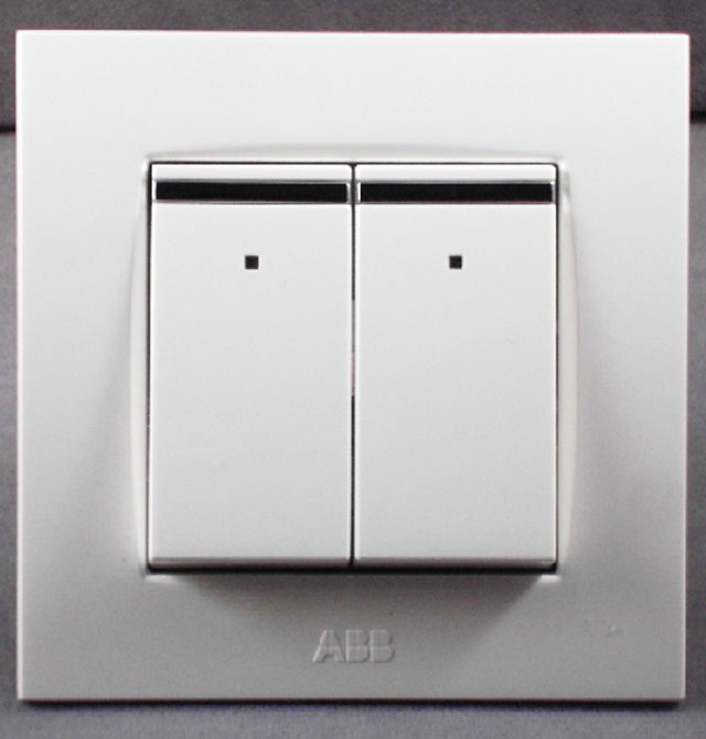 ABB大蹺板開關(guān)面板 AU16253-WW 2位單控 白色方形 帶指示燈指示帶