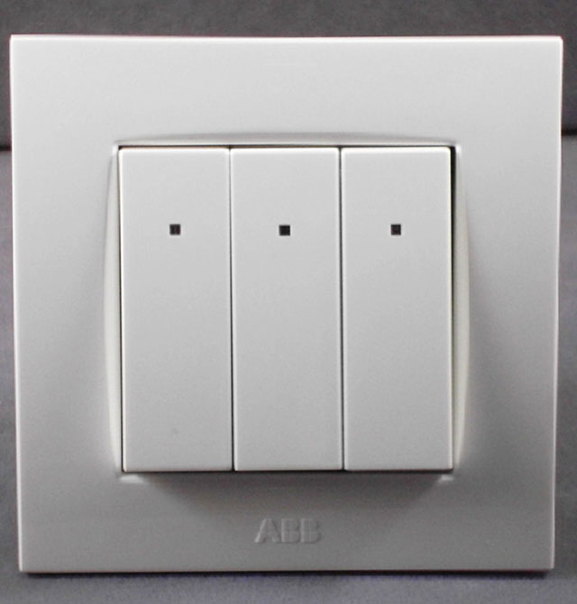 ABB大蹺板開關面板 AU17253-WW 3位雙控 白色方形 帶指示燈