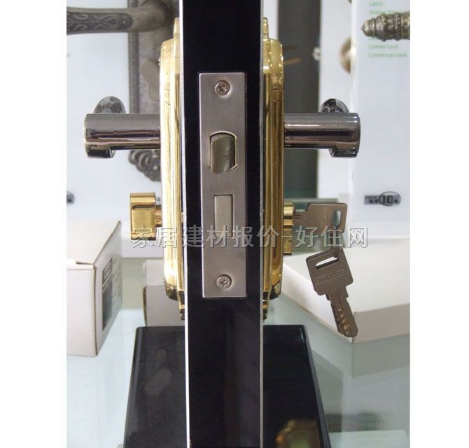 源之杰木門鎖 160mm×50mm 12A1 45mm-55mm 不銹鋼 執(zhí)手鎖 閃銀色