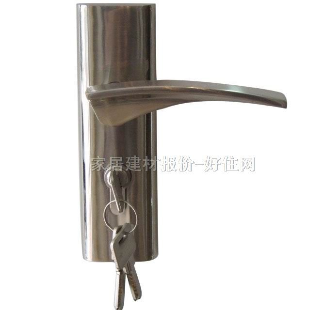 源之杰木門鎖 160mm×50mm 2349SN 45mm-55mm 不銹鋼 執(zhí)手鎖 閃銀色