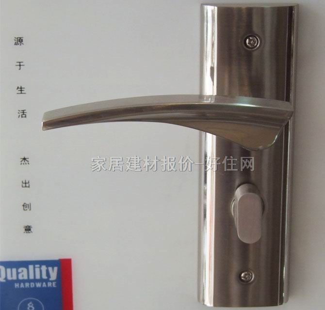 源之杰木門鎖 160mm×50mm 2349SN 45mm-55mm 不銹鋼 執(zhí)手鎖 閃銀色