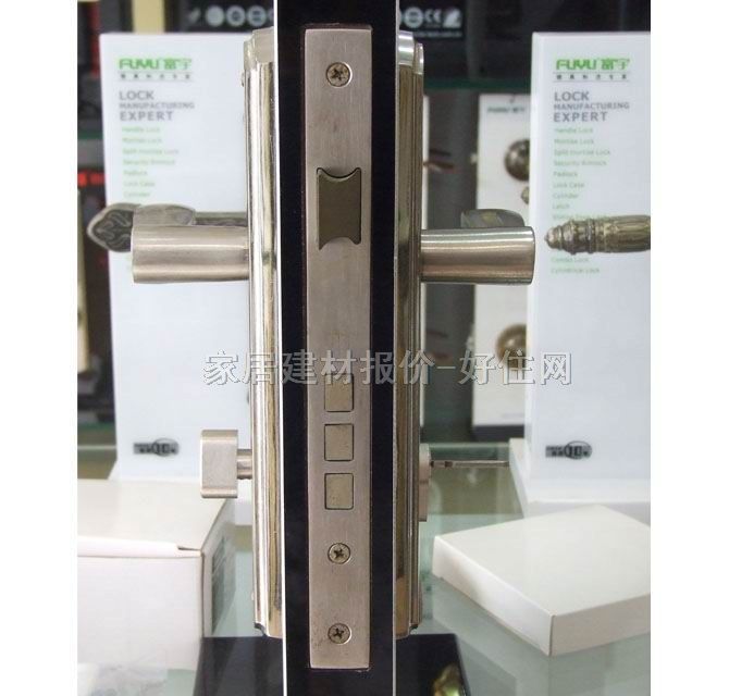 源之杰木門鎖 245mm×50mm 22171 45mm-55mm 不銹鋼 執(zhí)手鎖 閃銀色