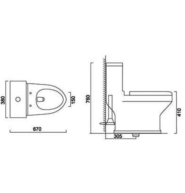 泰陶連體馬桶坐廁 TA-8139 虹吸式連體座便器 670mm×380mm×高760mm