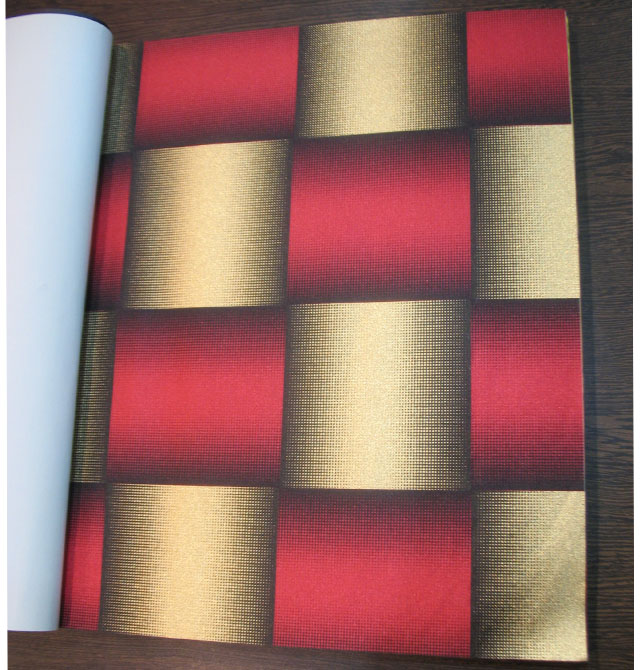 King金典墻紙 PVC材質(zhì)金紅格子990101 寬530mm×長10米 方格 金色 紅色