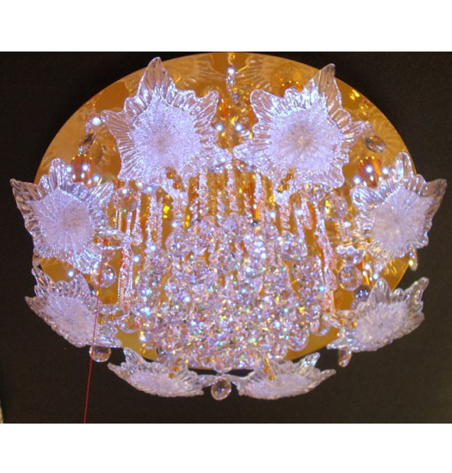 美佳達(dá)吸頂燈 客廳吸頂燈5211/8 花瓣形 Φ770mm×240mm高 大型奢華風(fēng)格 白底帶金黃玻璃