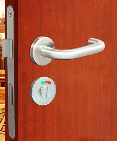 SHK木門(mén)鎖 HSK06-001衛(wèi)生間指示鎖 35mm-45mm 鋁合金 執(zhí)手鎖 啞光銀