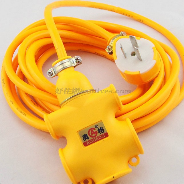 好住電源轉(zhuǎn)換器/插排板 十六孔橡膠防摔拖線板接線板 5×二極加2×三極 有線 無開關(guān) 15米