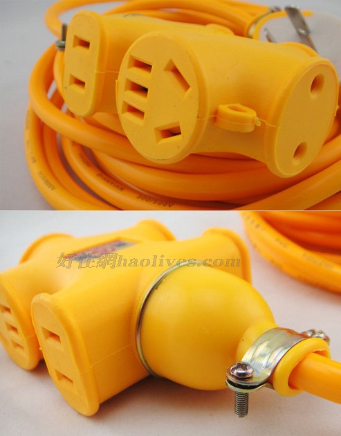 好住電源轉(zhuǎn)換器/插排板 十六孔橡膠防摔拖線板接線板 5×二極加2×三極 有線 無開關(guān) 15米