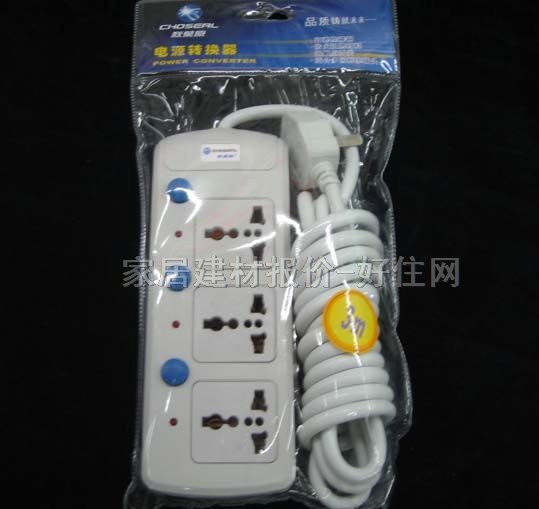 秋葉原電源轉(zhuǎn)換器/插排板 YF-1613 3×三極 有線 帶開關(guān) 3米