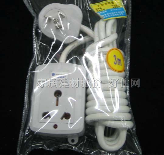 秋葉原電源轉(zhuǎn)換器/插排板 YF-912A 扁圓插 1×三極 有線 無開關(guān) 3米