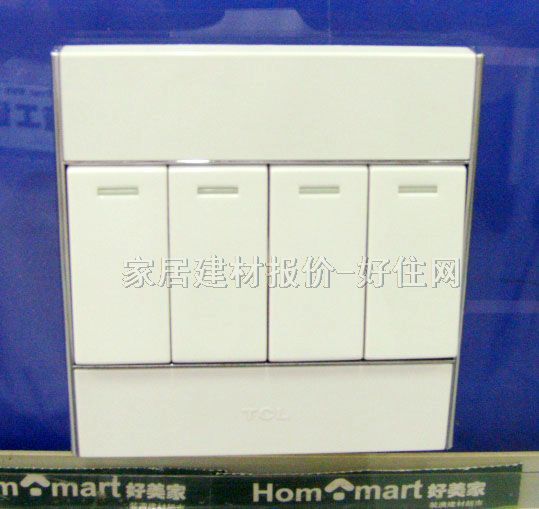 TCL-羅格朗大蹺板開關(guān)面板 A8/34/1/2DY 4位單控 白色 帶熒光指示