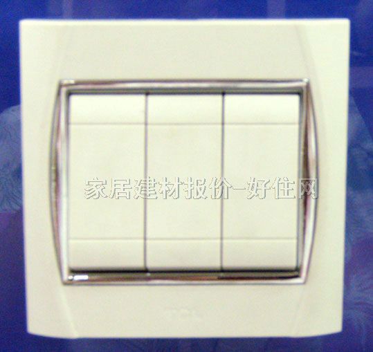 TCL-羅格朗大蹺板開(kāi)關(guān)面板 S86型 S86/33/2/3A 3位雙控 銀邊 白色