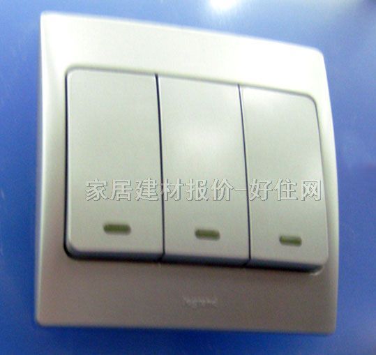 TCL-羅格朗大蹺板開關(guān)面板 美爵 280212 3位單控 銀色 帶指示燈