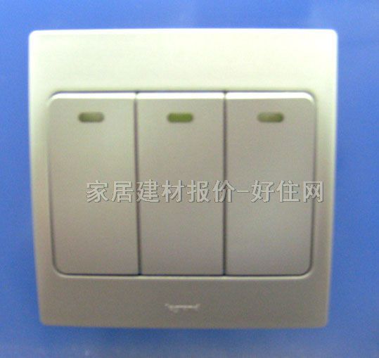 TCL-羅格朗大蹺板開關(guān)面板 280011 3位單控 銀色 帶指示燈