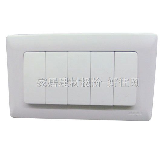 松本大蹺板開(kāi)關(guān)面板 B6B4/1/96×86 5位雙控 白色