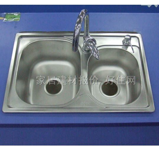 歐馳廚盆水槽星盆 套餐不銹鋼 2028GP 高位龍頭 瀝水藍(lán) 皂液 雙盆