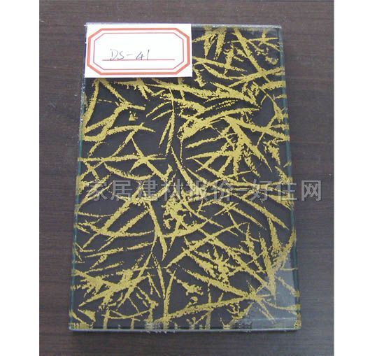 坤興夾絲夾層玻璃 田園風格金色竹葉 4+4mm