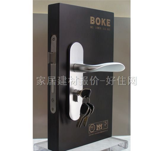 BOKE木門鎖 YX6346 45mm-55mm 鋁合金 執(zhí)手鎖 啞光銀