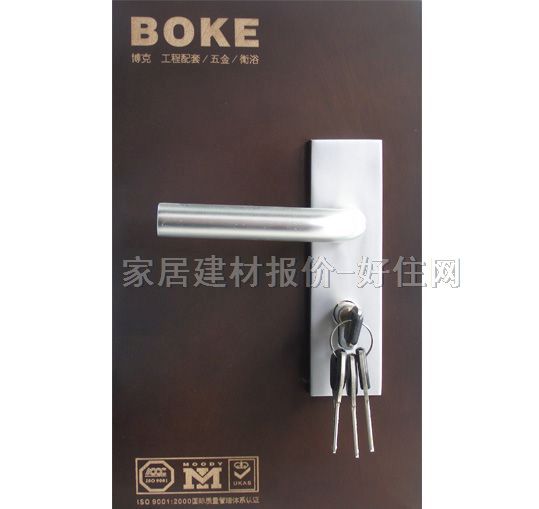 BOKE木門鎖 BY2145 45mm-55mm 鋁合金 執(zhí)手鎖 啞光銀