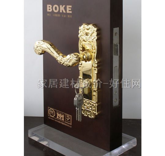 BOKE木門鎖 BE61180 45mm-55mm 度金鋅合金 執(zhí)手鎖 鍍金鋅合金