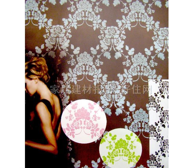 常發(fā)墻紙 PVC PW 322 寬530mm×長10米 花 褐色 白色