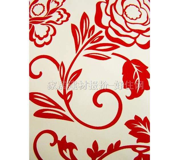 空間墻紙 PVC 51050 寬530mm×長10米 花 白色 紅色