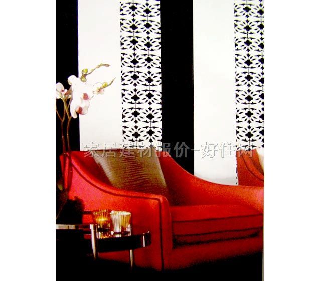 空間墻紙 PVC PW339 寬530mm×長10米 花 黑色 白色