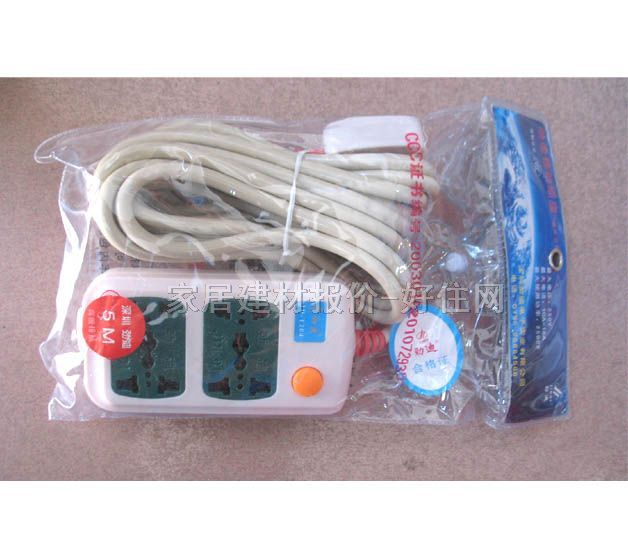 勁迪電源轉(zhuǎn)換器/插排板 2×二極加2×三極 有線 帶開關(guān) 5米