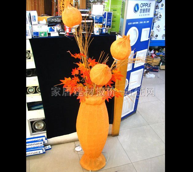 大羊落地?zé)?花籃造型坐地?zé)?5W 未知mm 特殊造型 藤竹編織燈罩 藤竹編織燈架