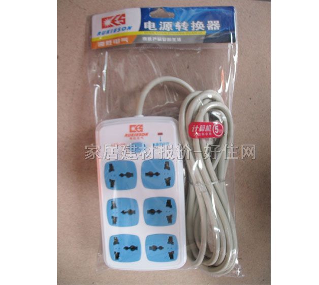 奇勝電源轉(zhuǎn)換器/插排板 KES-06電磁爐大功率專(zhuān)用 6×三極 有線(xiàn) 帶開(kāi)關(guān) 5米