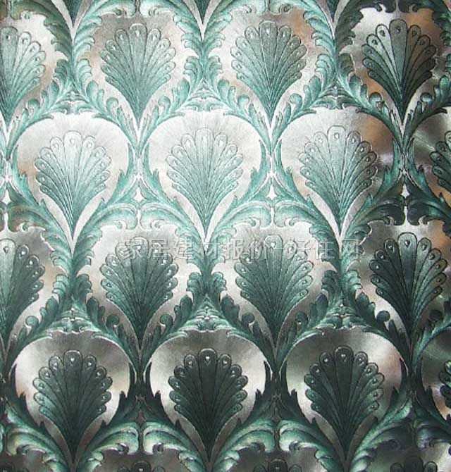天麗燈飾墻紙 畫龍點金系列 18103 寬530mm×長10米 歐花 綠色 銀色
