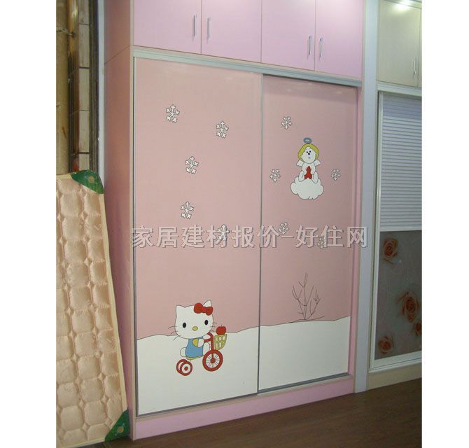 澳萊雅大衣柜衣帽間 紅棉花 彩繪玻璃 板式