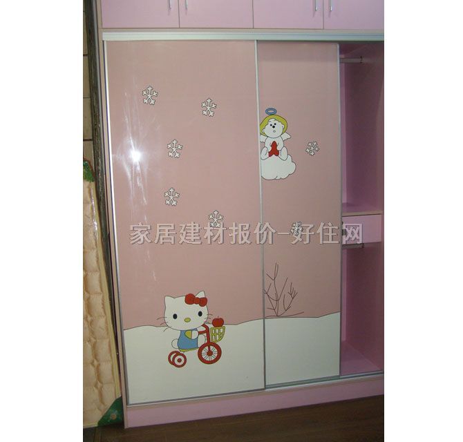 澳萊雅大衣柜衣帽間 紅棉花 彩繪玻璃 板式