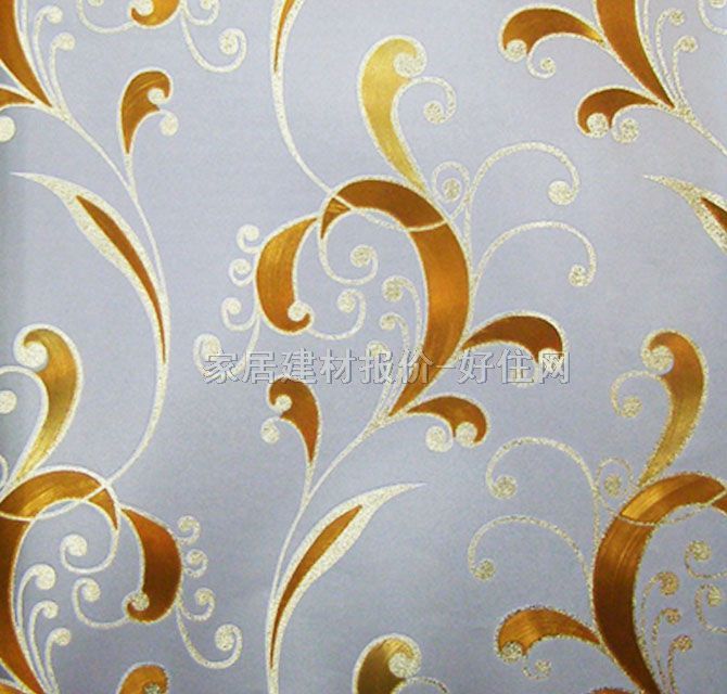 天麗DELIGHT墻紙 歐式風(fēng)格金屬橙色藤蔓 寬530mm×長10米 花 灰色 金色