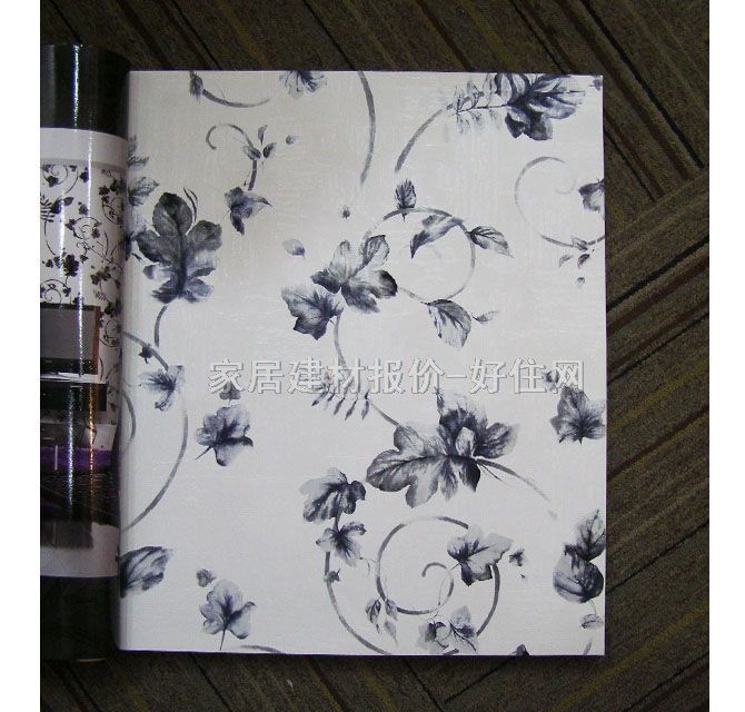 微曼墻紙 淡雅風(fēng)格黑色蝴蝶 寬530mm×長10米 花 白色