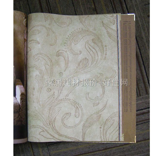 元隆墻紙 歐式風格淡金大花 寬530mm×長10米 葉紋 褐色