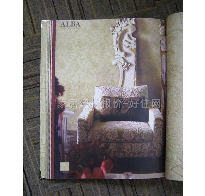 元隆墻紙 歐式風格淡金大花 寬530mm×長10米 葉紋 褐色