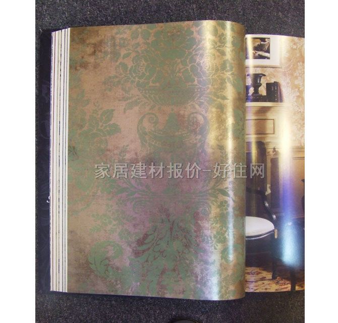 泰特墻紙 歐式風(fēng)格綠色花紋 0.915m 歐花 綠色