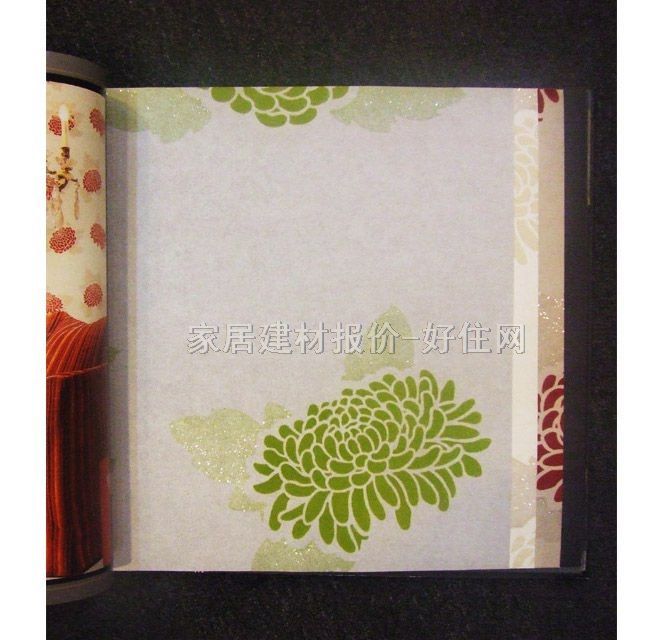 泰特墻紙 田園風(fēng)格綠色大花 1.38×50M 花 白色