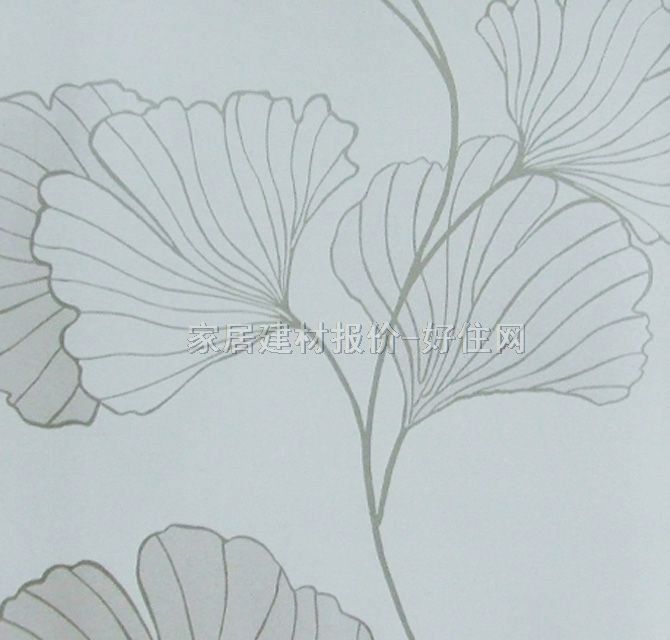 金田野墻紙 歐式風格淺灰色仿植物花紋 寬530mm×長10米 花 白色